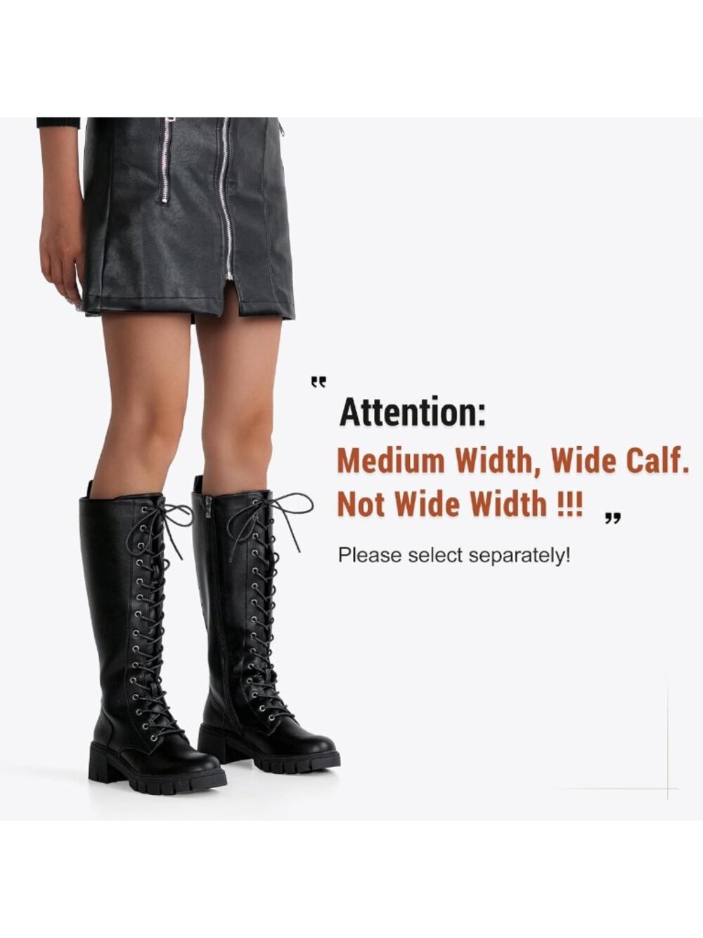 Lace-Up Chunky Heel Knee High Combat Boots | Comfortable Tall Goth Style for - Picture 3 of 9